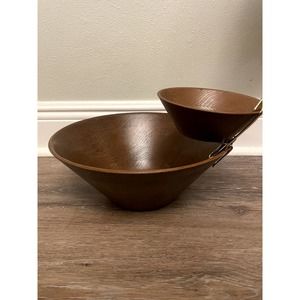 Vintage chip and dip set Westwood woodgrain MCM